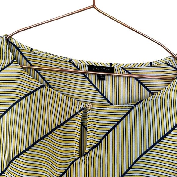 Talbots yellow & blue & White Striped blouse size small - Picture 3 of 6